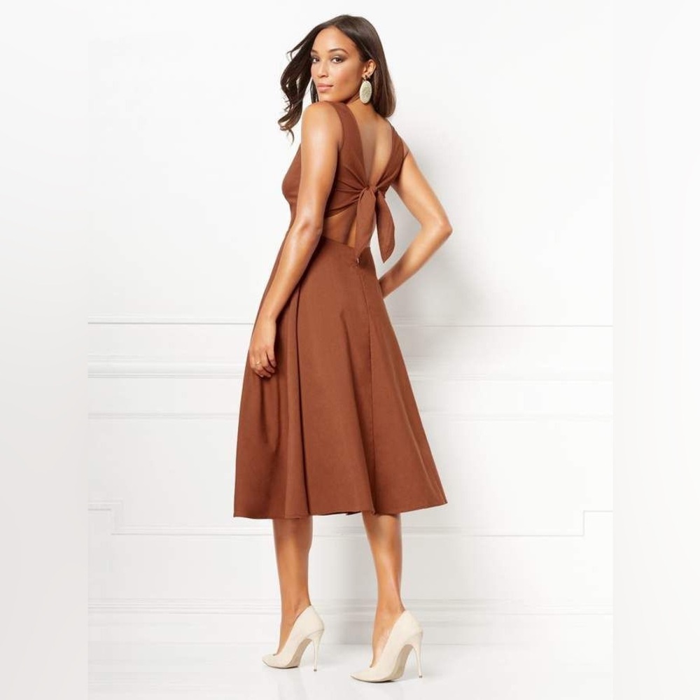 EVA MENDES for New York & Company Rust Orange Sleeveless Open-Back Dress